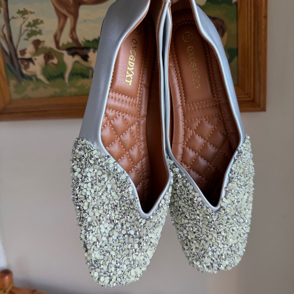 Embellished Silver Beaded Flats - Picture 7 of 7